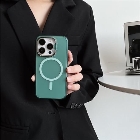 「142」magsafe充電ケース iphone15pro/14 スタンドケース マット質感 iphoneケース 指紋防止