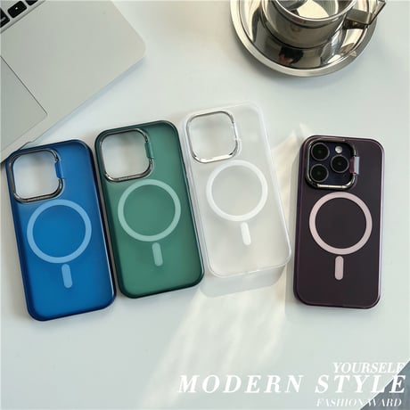 「142」magsafe充電ケース iphone15pro/14 スタンドケース マット質感 iphoneケース 指紋防止