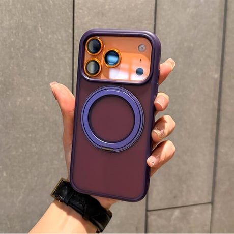 「461」iphone17pro/16pro ケース 指紋つかない マット magsafe対応ケース 360度回転スタンド