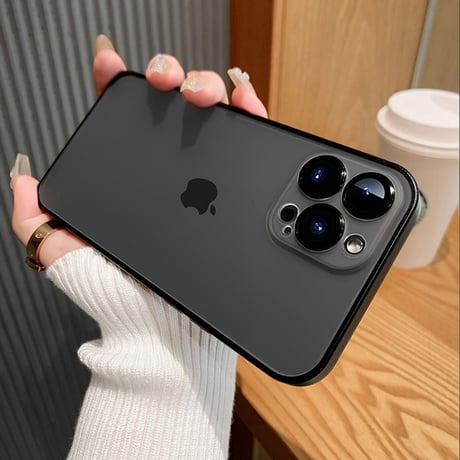【半額セール】半透明 マット質感 iPhoneケース カメラ保護フィルム付き