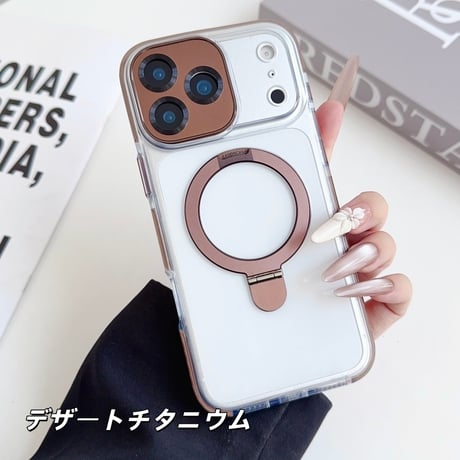 「477」Easoncase 隠しスタンド付き iphone17/17pro ケース クリア 黄ばみにくい iphone16/15 ケース magsafe対応
