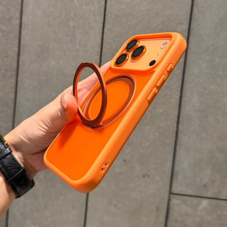 「461」iphone17pro/16pro ケース 指紋つかない マット magsafe対応ケース 360度回転スタンド