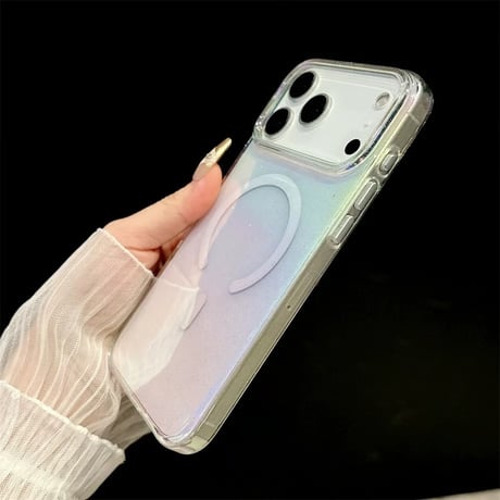 「420」キラキラ iphone17pro/17promax ケース クリア オーロラ magsafe ケース