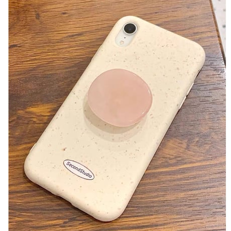 「008」スマホ グリップ 天然石 スマホ スタンド おしゃれ ピュアストーングリップ  水晶 透明  スマホアクセサリー