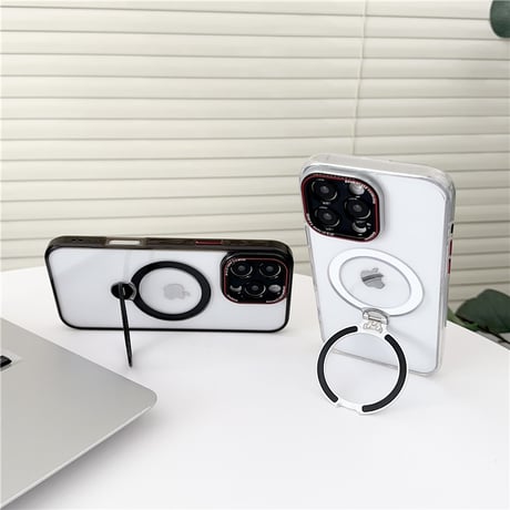 「423」iphone17/16pro ケース 隠しスタンド magsafe 透明 ケース かっこいい