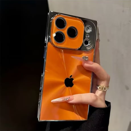 「398」iphone17proケース スクエア型 iphone16pro/15/14 ケース レーザー おしゃれ