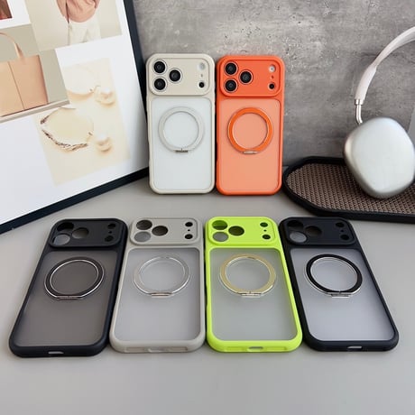 「483」magsafe 対応 ケース iphone12~17シリーズ対応 スタンド機能 iphoneケース 半透明