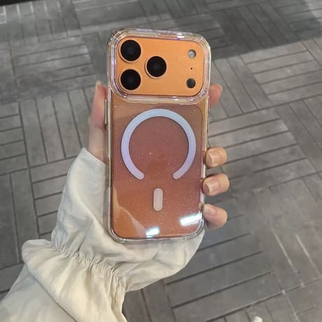 「420」キラキラ iphone17pro/17promax ケース クリア オーロラ magsafe ケース