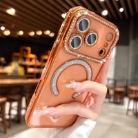 「363」magsafe 対応 ケース かわいい iphone18pro/17pro/16pro ケース クリア ストーンデコ