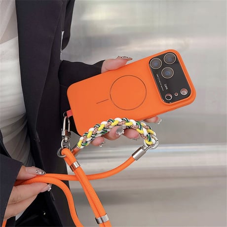 「448」iphone17air/17pro ケース ストラップ付き magsafeケース おしゃれ