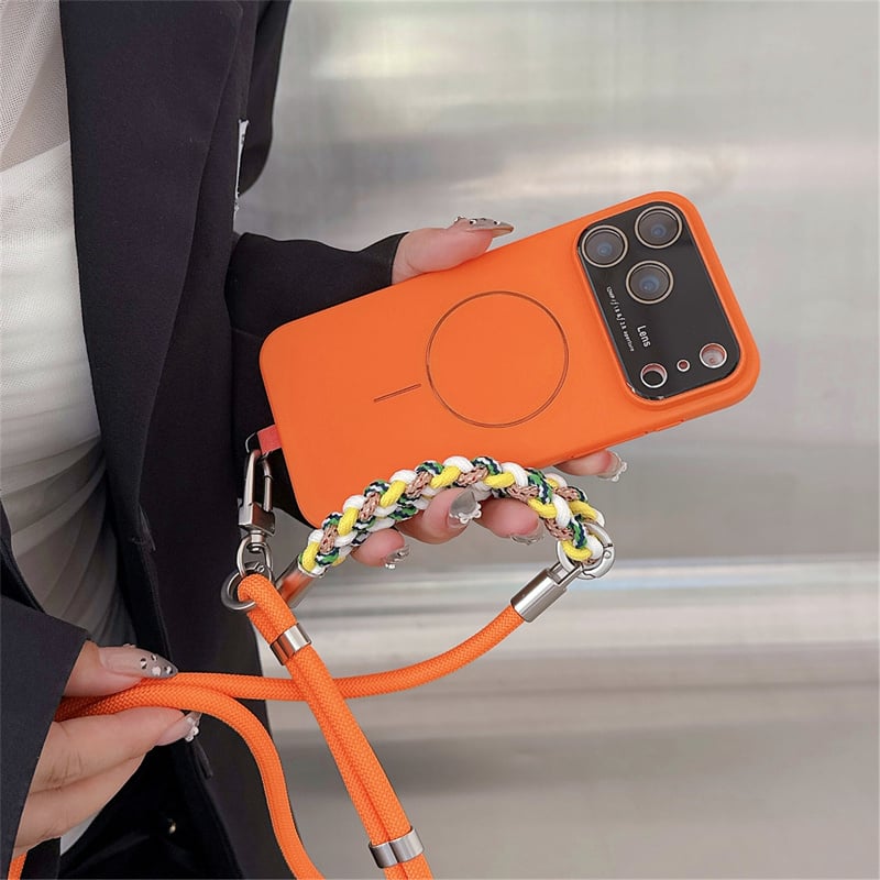 448」iphone17air/17pro ケース ストラップ付き magsafeケース お