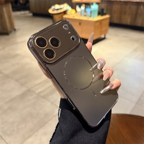「537」iphone ケース カメラ まで 保護 iphone ケース ｍagsafe対応 メッキ風