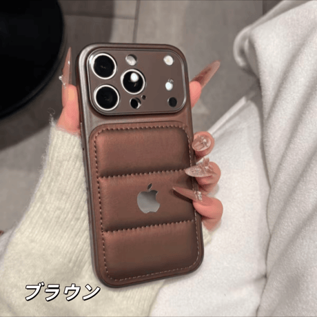 「488」ダウン ジャケット 風 iphone ケース 流行り iphone17/16 ケース おしゃれ カップル