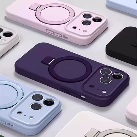 「510」iphoneケース リキッドシリコン iphone17pro/16proケース magsafe スタンド