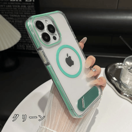 「403」iphone17/17pro ケース 隠しスタンド付き iphone クリアケース magsafe対応