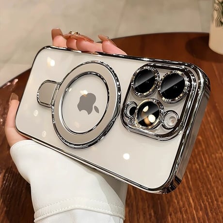「011」iphone17 17pro ケース 透明 マグセーフ アイフォン 16 Proクリアケース 隠れスタンド機能 おしゃれ iPhone16plus/16promaxケース サイドカラー