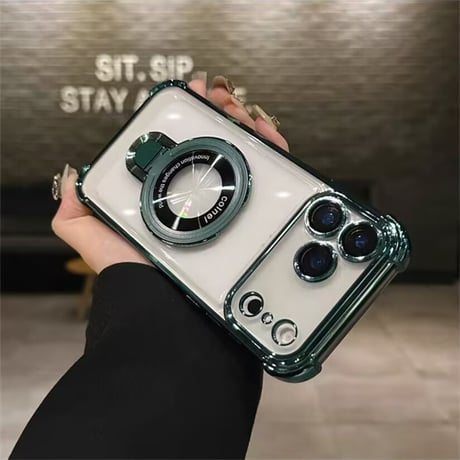「275」クリア iphone17/16/16pro ケース magsafe iphone スタンド 付き ケース 耐衝撃