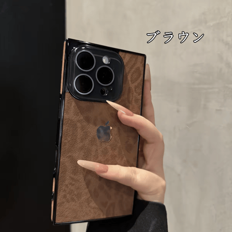 「428」iphone ヒョウ 柄 ケース スクエア型 iphone17/16 ケース おしゃれ レオパード