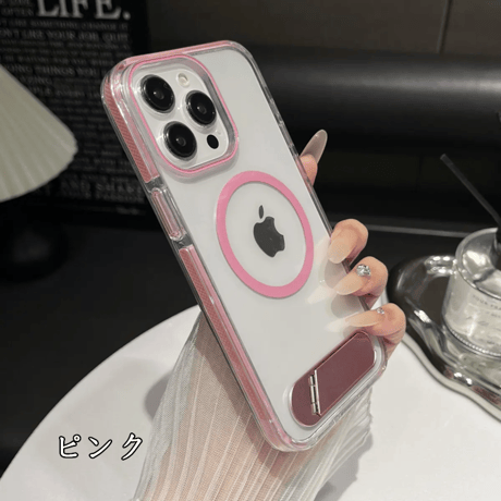 「403」iphone17/17pro ケース 隠しスタンド付き iphone クリアケース magsafe対応