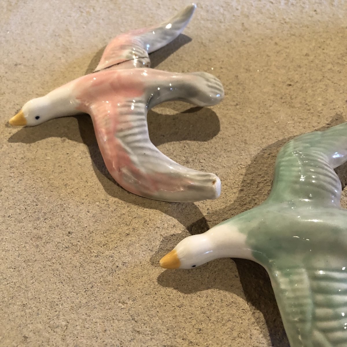 美品】鳥 bird バード 壁掛け 陶器 置物 インテリア 工芸品 A3116 置物