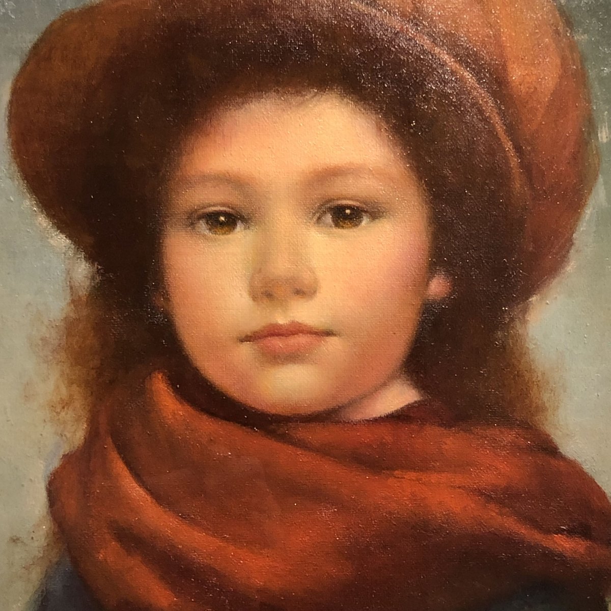 最終特別価格】洋画家進徹先生4号油絵ストールの少女