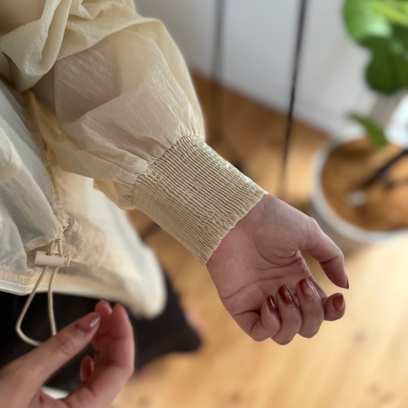 elu. gather peplum UVcut sheer UVパーカー Daisy gather peplum UVcut sheer Parker -black-