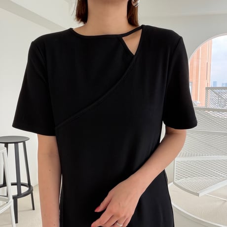 アシメネックTシャツワンピH