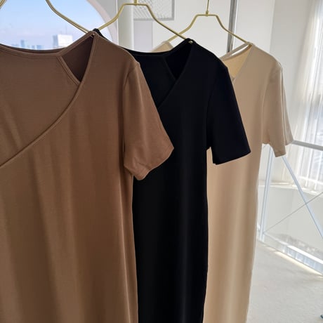 アシメネックTシャツワンピH