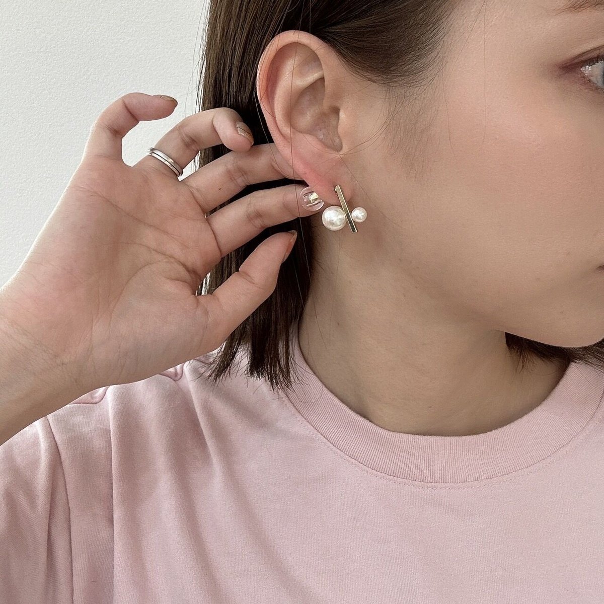 【新品未使用】AkariH chic パールピアス 三橋 頼子（Yoriko Mitsuhashi）｜淡水パール ピアス / たまご型