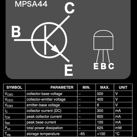 NPN 高圧トランジスタ　MPSA44
