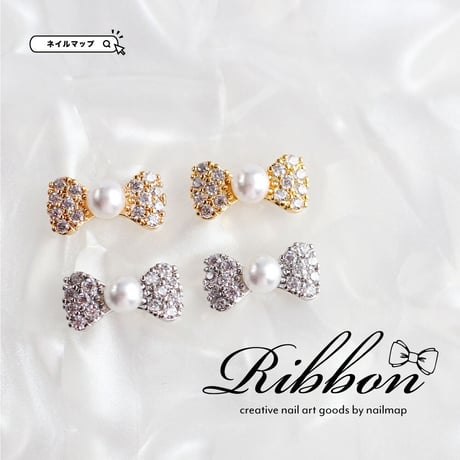 台座付きネイルジュエリー Ribbon リボン 全２色