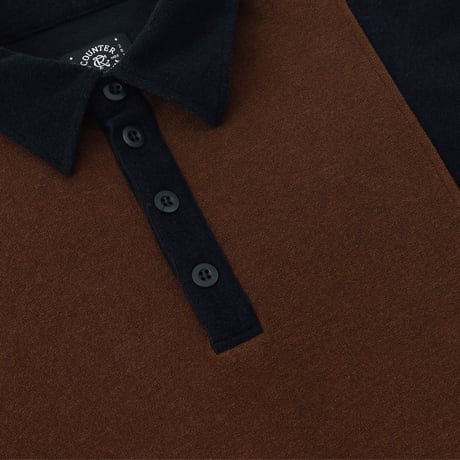 PILE POLOSHIRT  -  BLACK/BROWN, NAVY/D.BEIGE, BROWN/D.BEIGE