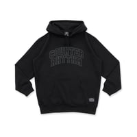 COLLEGE - BLACK  / PRINT BLACK  HOODIE【裏起毛】