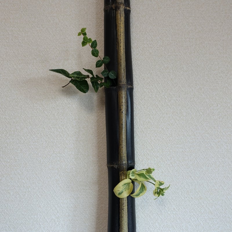 自然変色 竹の一輪挿し 壁掛け2段挿し L=835mm | 木のクラフト