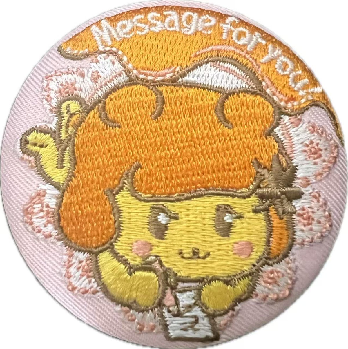 ポテくまくんぷめるちゃん刺繍缶バッジ【メモる】 | ピュアリーフポテ