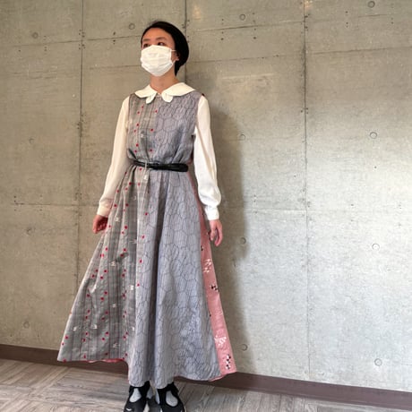 【オーダーアイテム】【紬のワンピース】琉球絣文様