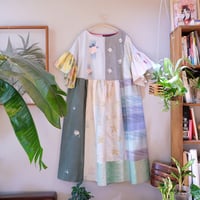 【オーダーアイテム】【紬のワンピース(袖あり)】雨に打たれる花々