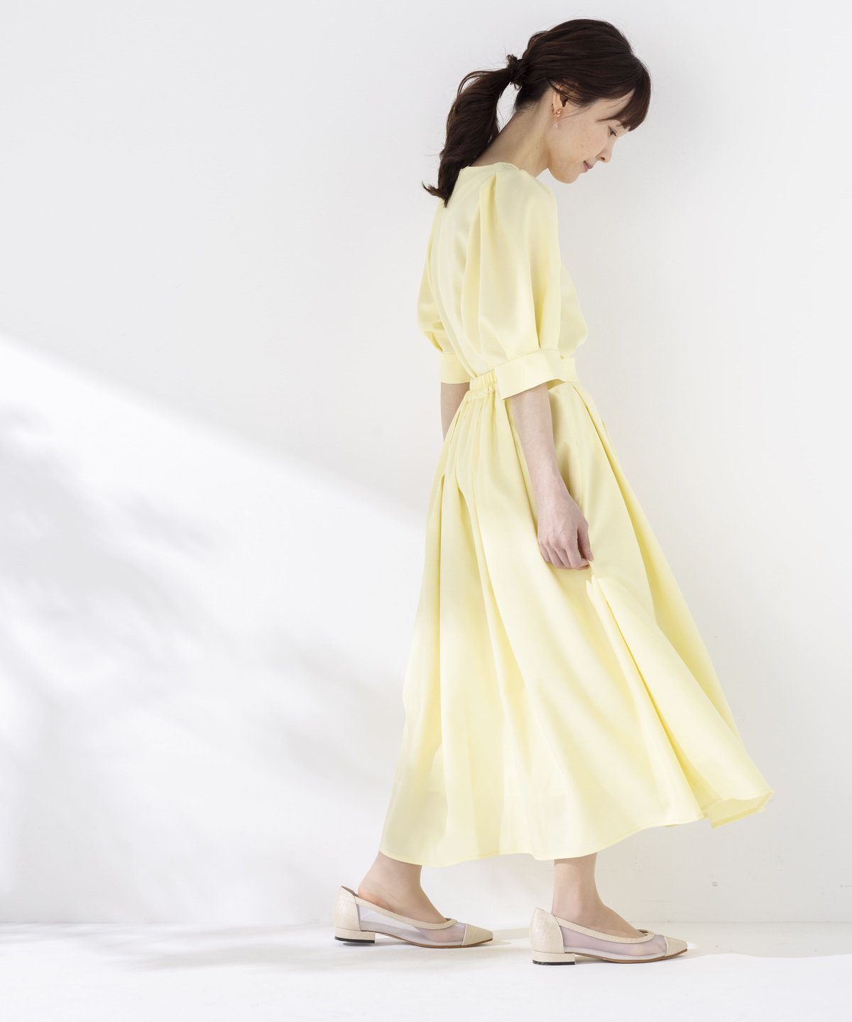 小柄さんのための 日本製 麻調フレアスカート（ベルト付） | CALAN