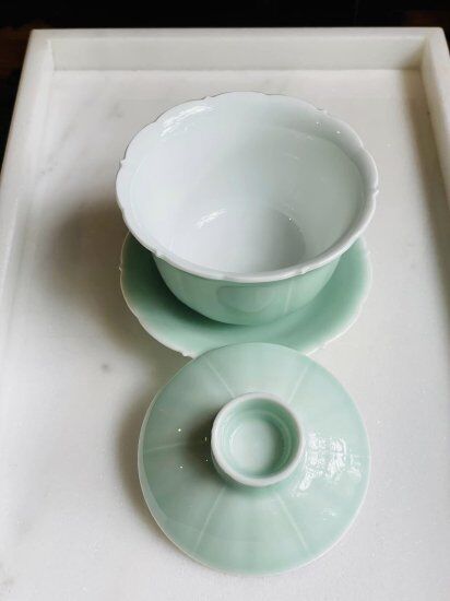 葵華青玉磁蓋碗/景徳鎮 | ORGANIC TEA・馨華献上銘茶・世界遺産銘茶