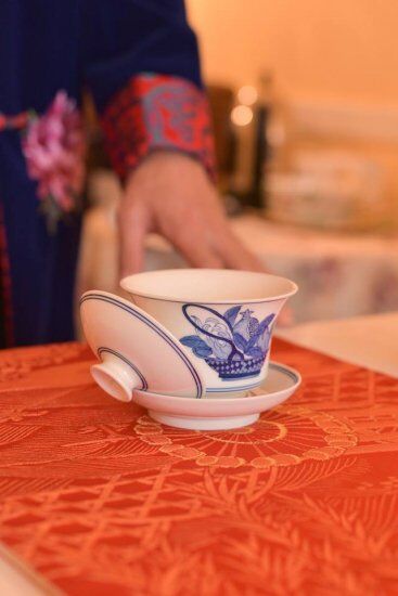 景徳鎮蓋碗/華開富貴 | ORGANIC TEA・馨華献上銘茶・世界遺産銘茶