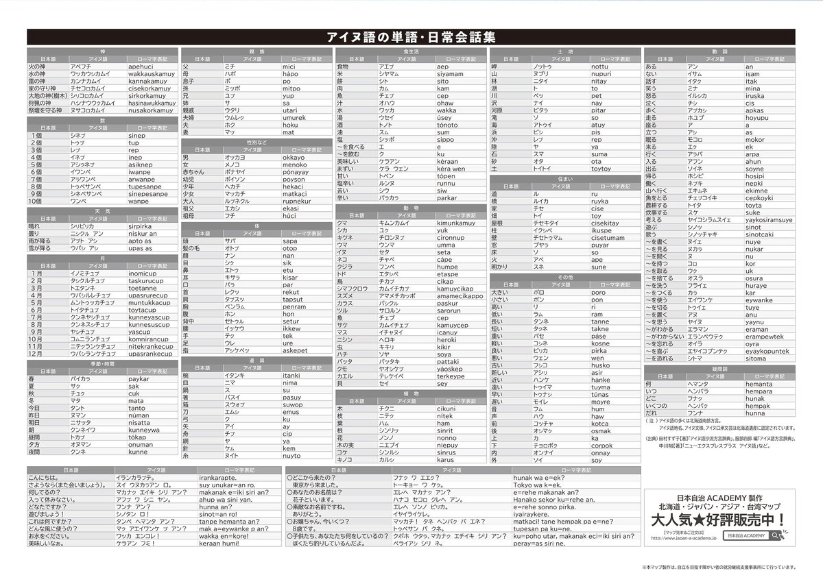 Web限定）北海道マップ☆クリアファイル【アイヌ語版】 | JAA-SHOP