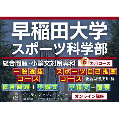 【受講申込】個別指導《早稲田スポ科小論文対策専科》６カ月コース ※通年講座 ※当校からstoresサイトへの支払い手数料を含めて、月額6.98万円
