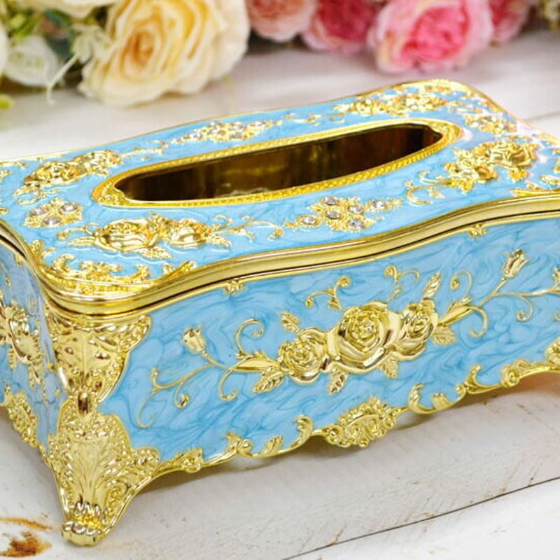 輸入雑貨　シノワズリ　『薔薇のティッシュBOX』　ゴールド　薔薇柄　リビング 楽天市場】☆倉庫移転の為、総売り尽くしセール！☆ シノワズリ 蓋付き