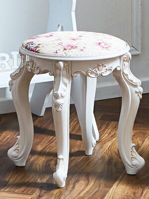 イタリア製 花柄の猫足スツール 白い家具-