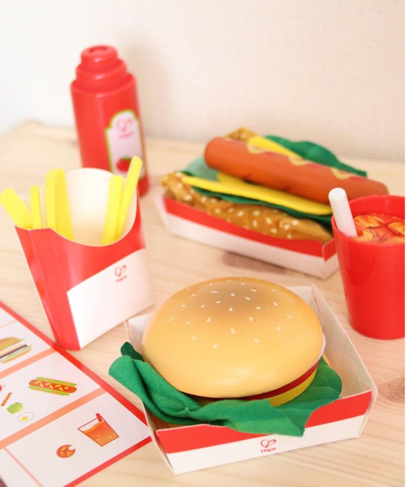 ハンバーガー ハンバーガー&ホットドックセット 【HAPE】 | 木のおもちゃ 虹と木
