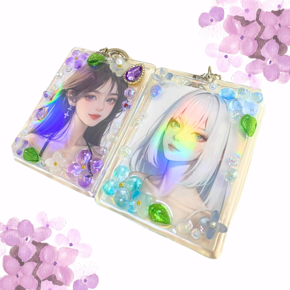 トレカケース B8キーホルダー 紫陽花① | Luce_Stella