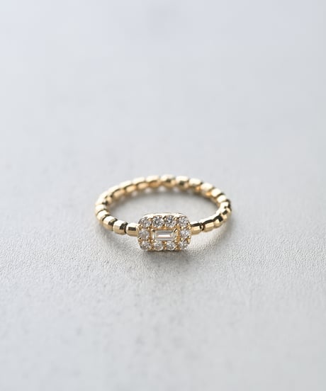 K18YG バケットカット ダイヤモンドストレッチリング
