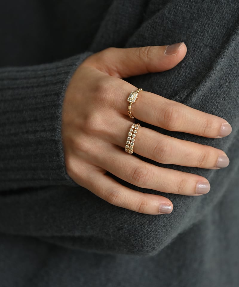 10/10-10/17予約販売＞K18YG ダブルダイヤモンドストレッチ