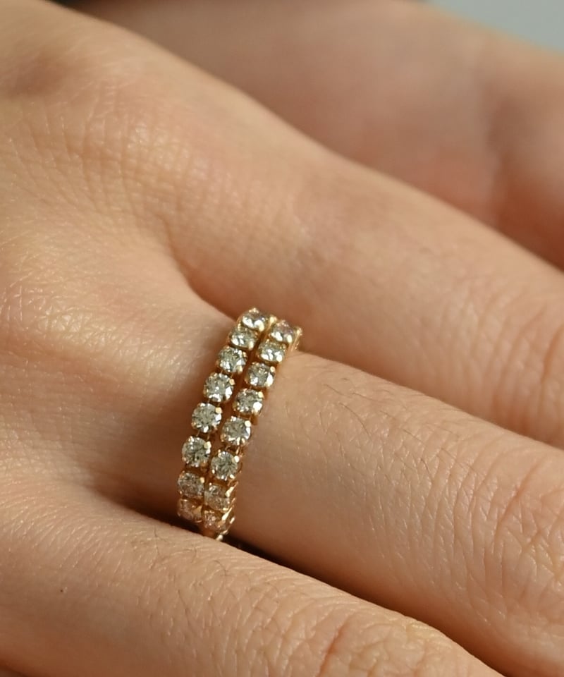 10/10-10/17予約販売＞K18YG ダブルダイヤモンドストレッチ