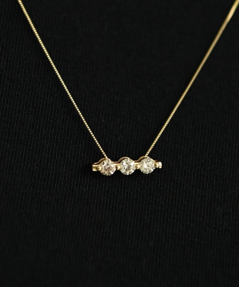 K18YG 3ストーンダイヤモンドネックレス | STYLE04